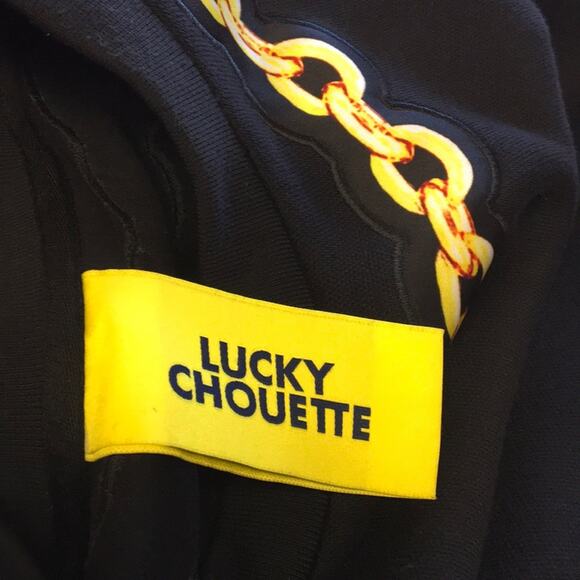 LUCKY CHOUETTE Navy SS Knit Dress CHAIN DETAIL - Picture 5 of 8